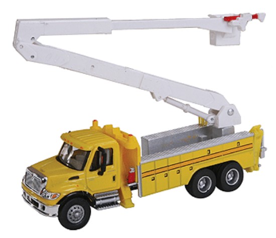 Picture of International 7600 Utility Truck w/Bucket Lift -- Yellow